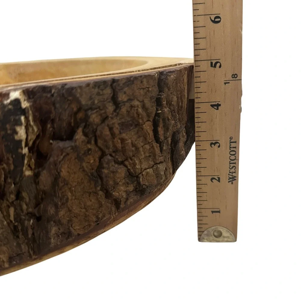 Acacia Collection Handcrafted Live Edge Acacia Wood Bowl with Bark Handles 17in‎
